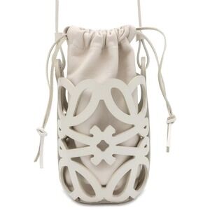 Loewe Shoulder Bag Anagram Cutout Pocket Leather White